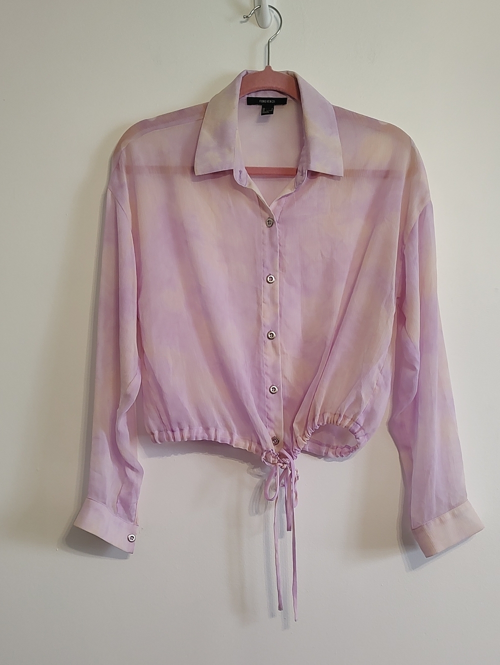 Forever 21 Lilac Tie-Hem Button-Down Blouse